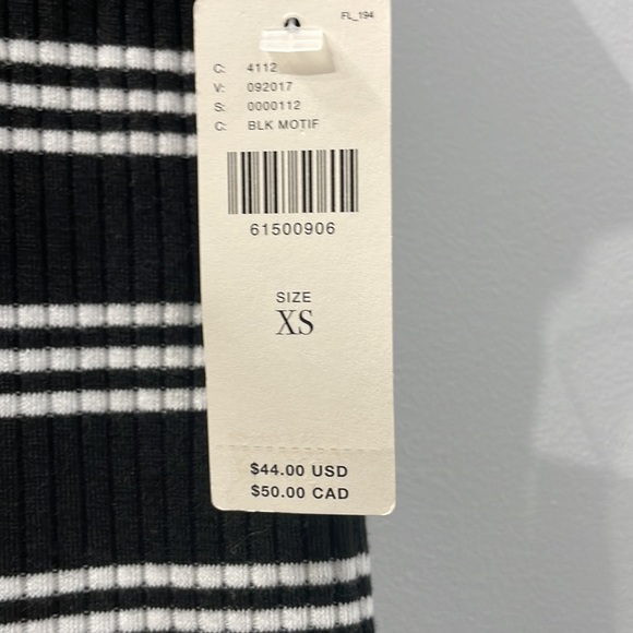 Anthropologie Maeve Mock Neck Tank Size XS Black & White Stripe Sleeveless NWT - Picture 3 of 10